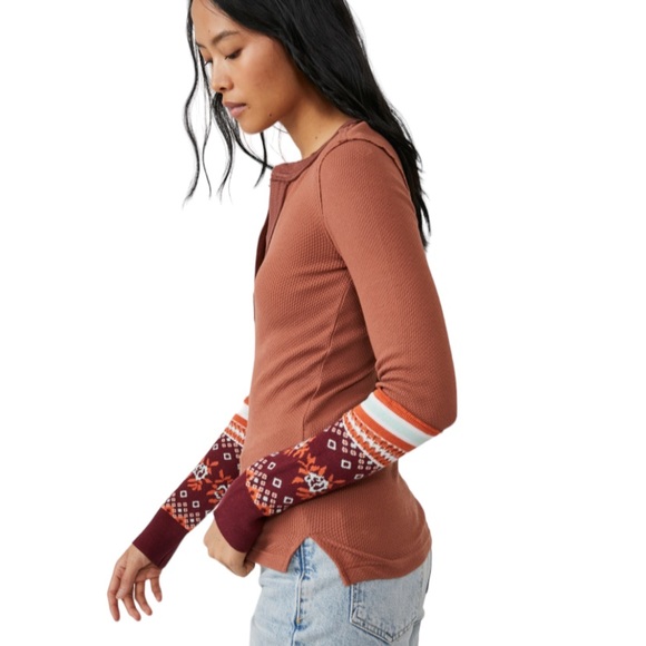 Free People Womens Size S Mikah Layering Cuff Autumn Combo Top NWT - Picture 8 of 8